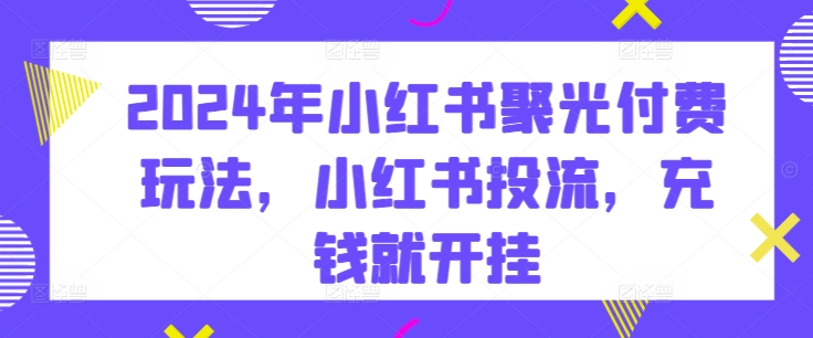 2024年小红书聚光付费玩法，小红书投流，充钱就开挂-木石资源网