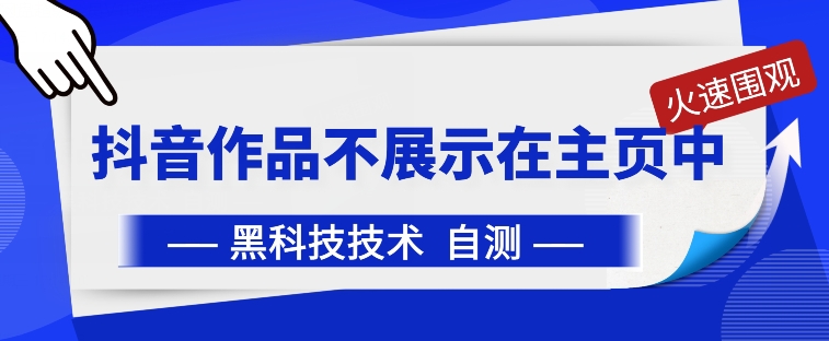 抖音黑科技：抖音作品不展示在主页中【揭秘】-木石资源网