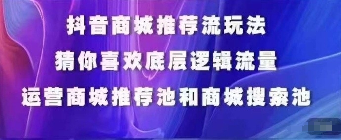 抖音商城运营课程，猜你喜欢入池商城搜索商城推荐人群标签覆盖-木石资源网