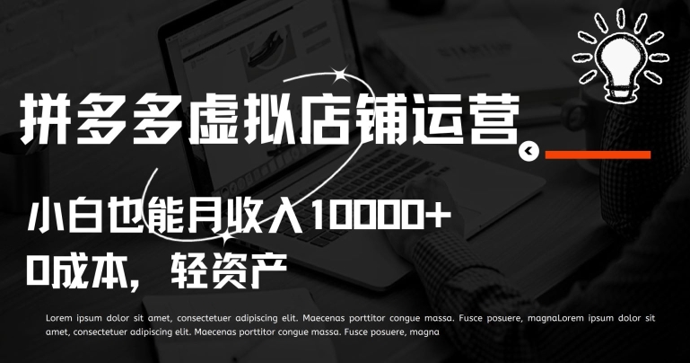 拼多多虚拟店铺运营小白也能月收入10000+【揭秘】-木石资源网