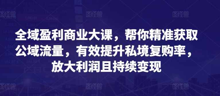 全域盈利商业大课，帮你精准获取公域流量，有效提升私境复购率，放大利润且持续变现-木石资源网