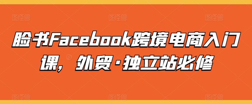 脸书Facebook跨境电商入门课，外贸·独立站必修-木石资源网