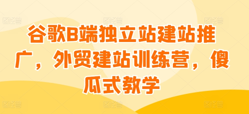 谷歌B端独立站建站推广，外贸建站训练营，傻瓜式教学-木石资源网