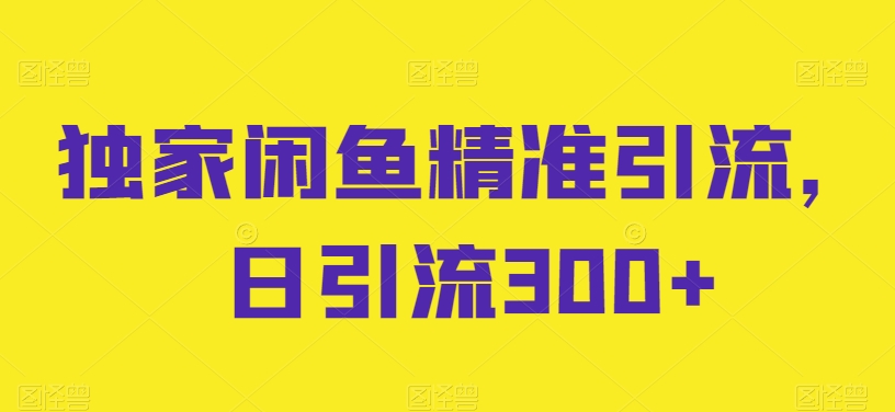 独家闲鱼精准引流，日引流300+【揭秘】-木石资源网