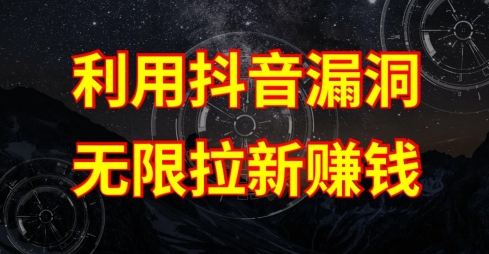 利用抖音链接漏洞，无限拉新赚钱【漏洞原理+操作流程】【揭秘】-木石资源网