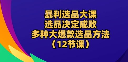 暴利选品大课：选品决定成败，教你多种大爆款选品方法(12节课)-木石资源网