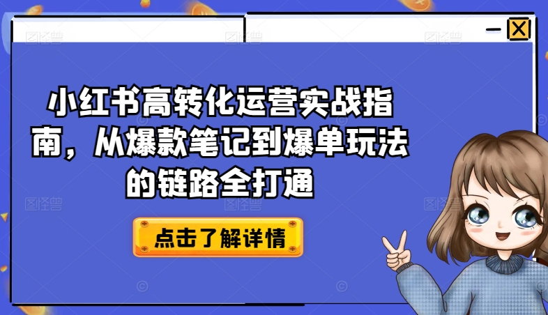 小红书高转化运营实战指南，从爆款笔记到爆单玩法的链路全打通-木石资源网