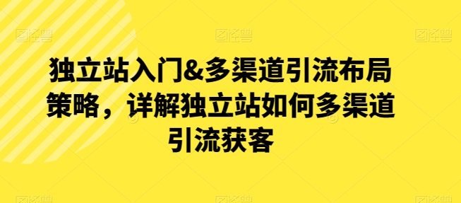 独立站入门&多渠道引流布局策略，详解独立站如何多渠道引流获客-木石资源网