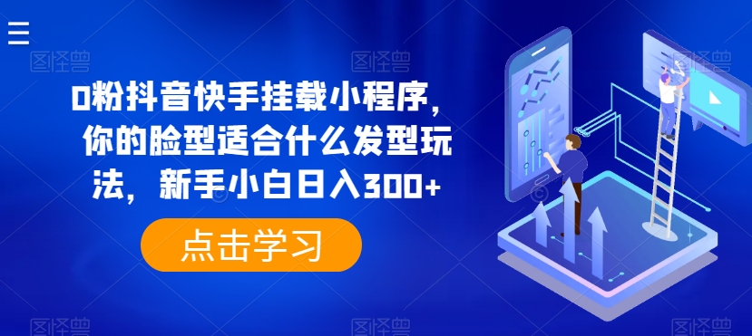 0粉抖音快手挂载小程序，你的脸型适合什么发型玩法，新手小白日入300+【揭秘】-木石资源网