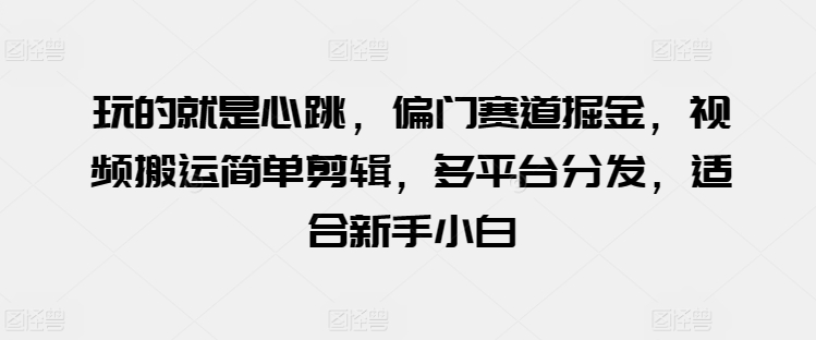 玩的就是心跳，偏门赛道掘金，视频搬运简单剪辑，多平台分发，适合新手小白【揭秘】-木石资源网