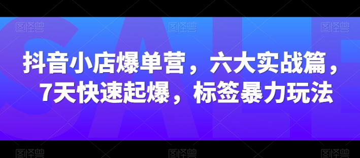 抖音小店爆单营，六大实战篇，7天快速起爆，标签暴力玩法-木石资源网