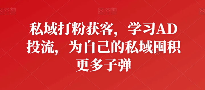 私域打粉获客，学习AD投流，为自己的私域囤积更多子弹-木石资源网