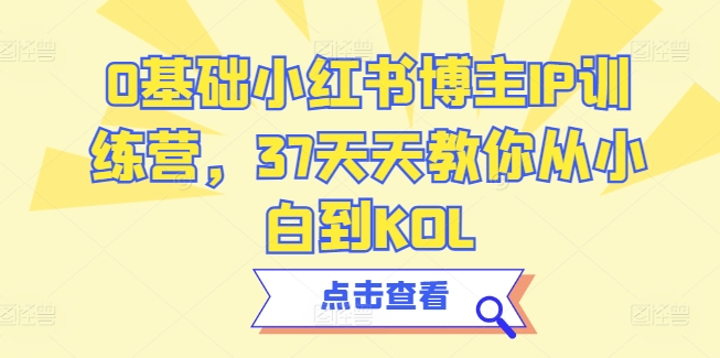 0基础小红书博主IP训练营，37天天教你从小白到KOL-木石资源网