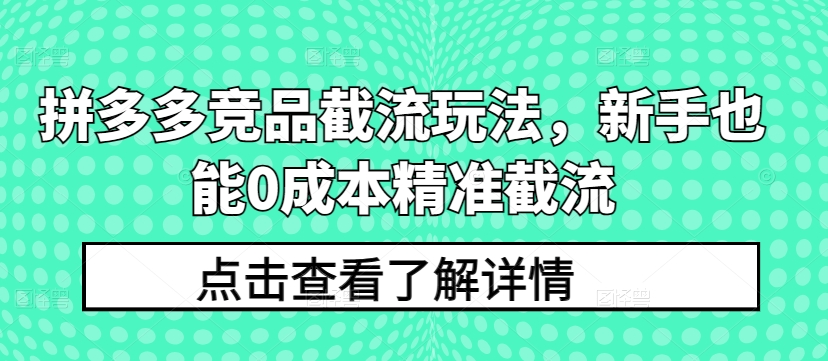 拼多多竞品截流玩法，新手也能0成本精准截流-木石资源网