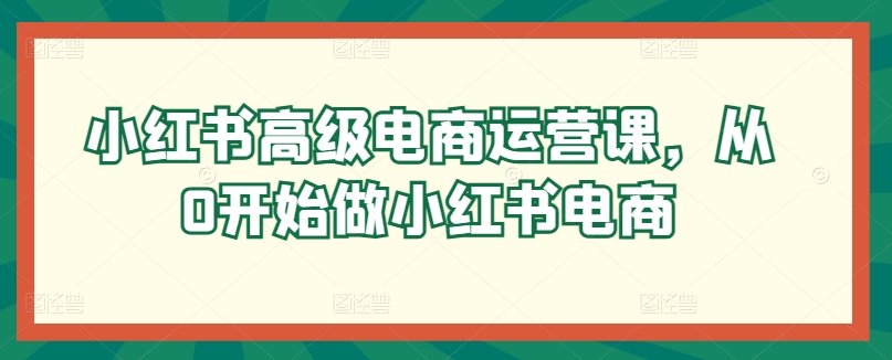 小红书高级电商运营课，从0开始做小红书电商-木石资源网