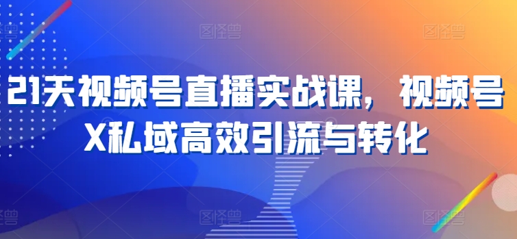21天视频号直播实战课，视频号X私域高效引流与转化-木石资源网