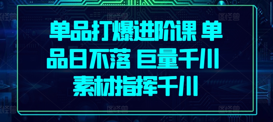 单品打爆进阶课 单品日不落 巨量千川 素材指挥千川-木石资源网