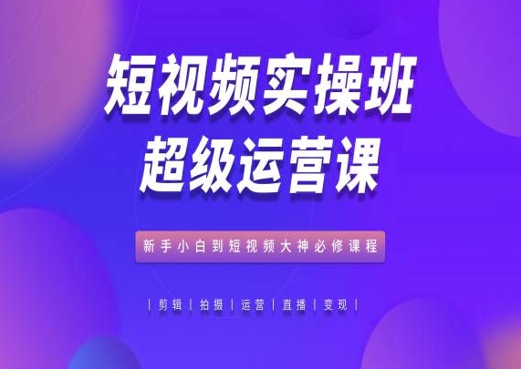 短视频实操班超级运营课，新手小白到短视频大神必修课程-木石资源网