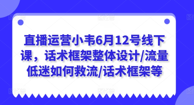 直播运营小韦6月12号线下课，话术框架整体设计/流量低迷如何救流/话术框架等-木石资源网