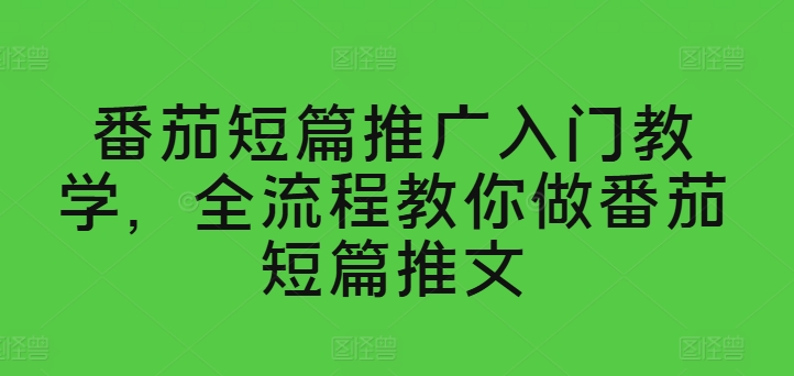 番茄短篇推广入门教学，全流程教你做番茄短篇推文-木石资源网