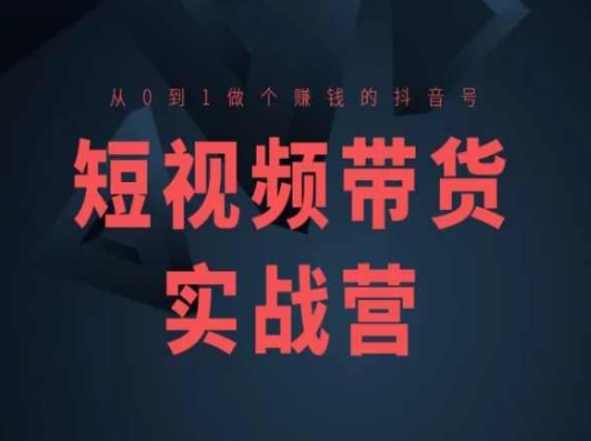 短视频带货实战营(高阶课)，从0到1做个赚钱的抖音号-木石资源网