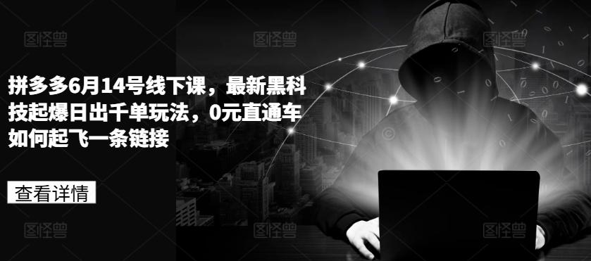 拼多多6月14号线下课，最新黑科技起爆日出千单玩法，0元直通车如何起飞一条链接-木石资源网