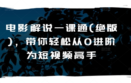 电影解说一课通(绝版)，带你轻松从0进阶为短视频高手-木石资源网