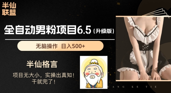 男粉项目6.5升级版，全自动男粉项目，日收入1K+【揭秘】-木石资源网
