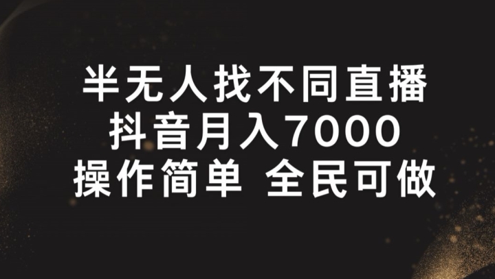 半无人找不同直播，月入7000+，操作简单 全民可做【揭秘】-木石资源网