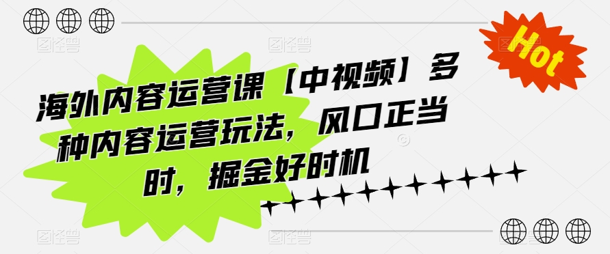 海外内容运营课【中视频】多种内容运营玩法，风口正当时，掘金好时机-木石资源网