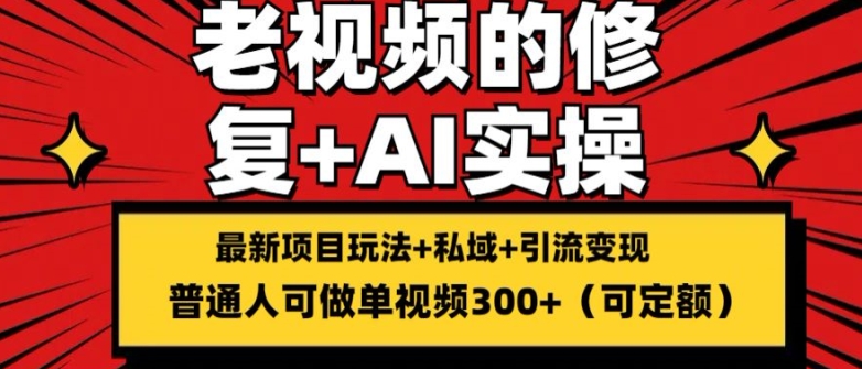 修复老视频的玩法，搬砖+引流的变现(可持久)，单条收益300+【揭秘】-木石资源网