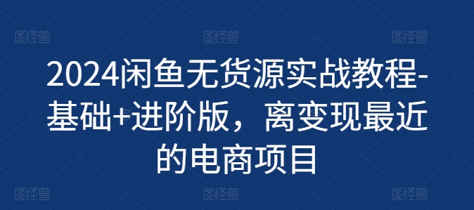 2024闲鱼无货源实战教程-基础+进阶版，离变现最近的电商项目-木石资源网