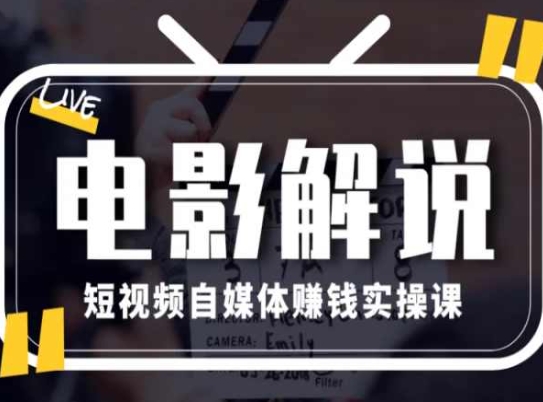电影解说短视频自媒体赚钱实操课，教你做电影解说短视频，月赚1万-木石资源网