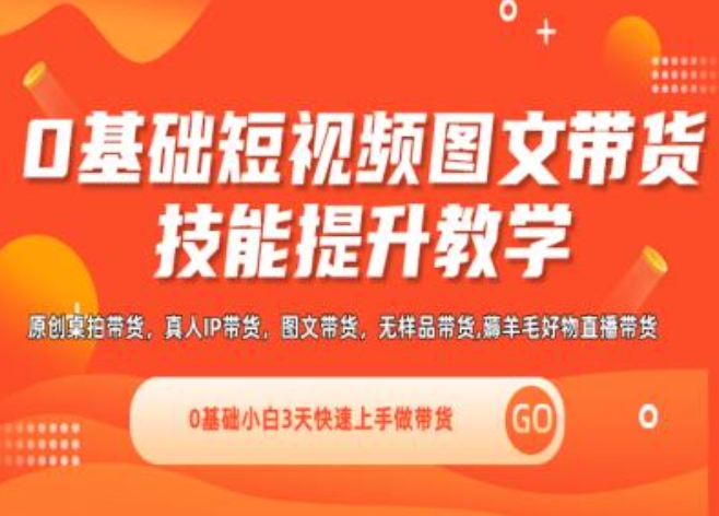 0基础短视频图文带货实操技能提升教学(直播课+视频课),0基础小白3天快速上手做带货-木石资源网