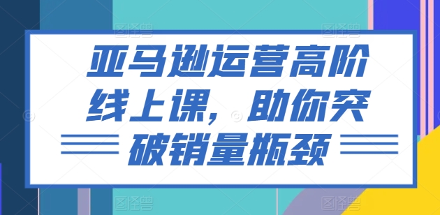亚马逊运营高阶线上课，助你突破销量瓶颈-木石资源网