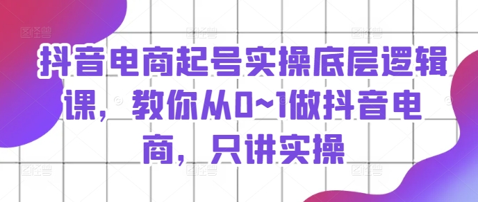 抖音电商起号实操底层逻辑课，教你从0~1做抖音电商，只讲实操-木石资源网