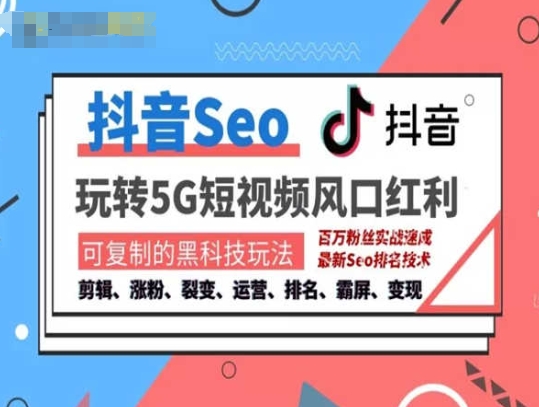 抖音SEO引流培训课程-抓住抖音风口，实现搜索排名，获取精准流量，快速成交变现-木石资源网