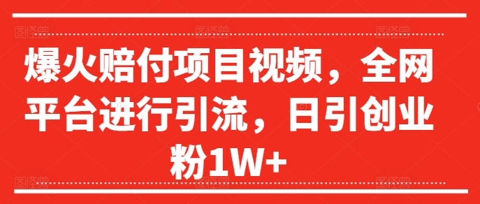 爆火赔付项目视频，全网平台进行引流，日引创业粉1W+【揭秘】-木石资源网