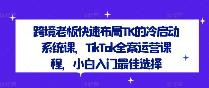 跨境老板快速布局TK的冷启动系统课，TikTok全案运营课程，小白入门最佳选择-木石资源网