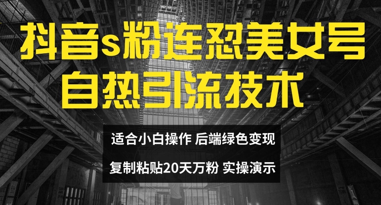 抖音s粉连怼美女号自热引流技术复制粘贴，20天万粉账号，无需实名制，矩阵操作【揭秘】-木石资源网
