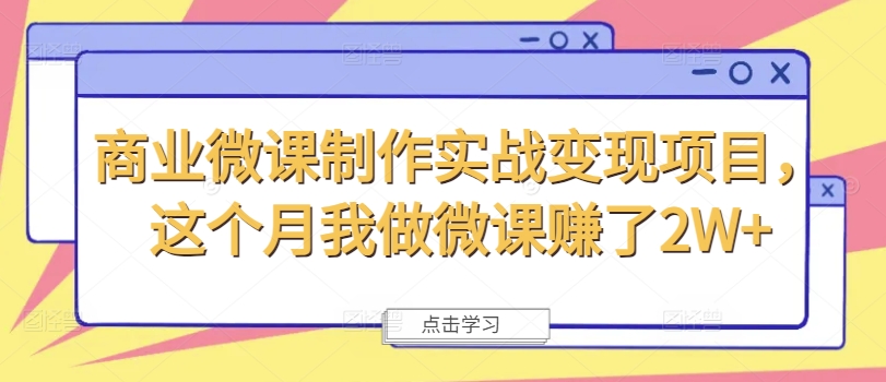 商业微课制作实战变现项目，这个月我做微课赚了2W+-木石资源网