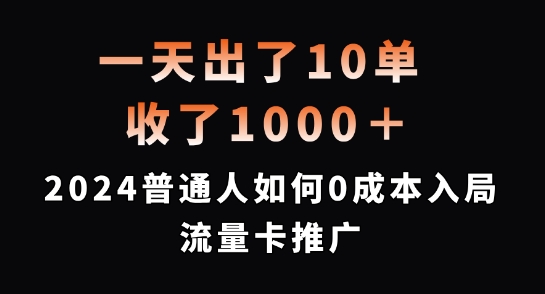 一天出了10单，收了1000+，2024普通人如何0成本入局流量卡推广【揭秘】-木石资源网