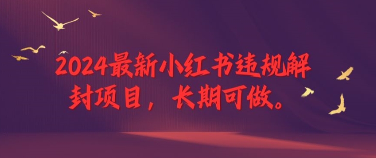 2024最新小红书违规解封项目，长期可做，一个可以做到退休的项目【揭秘】-木石资源网