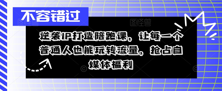 逆袭IP打造陪跑课，让每一个普通人也能玩转流量，抢占自媒体福利-木石资源网