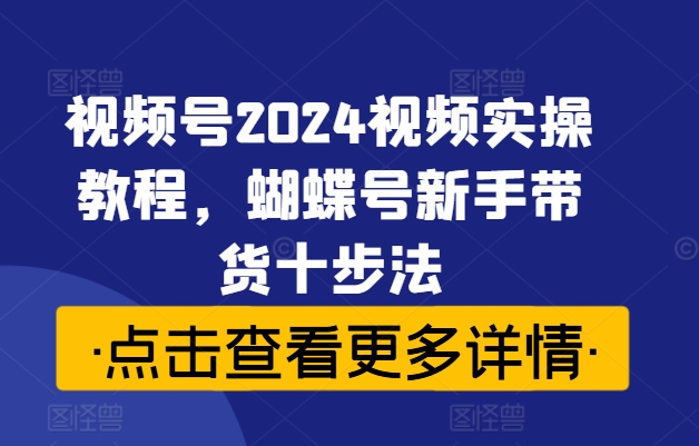 视频号2024视频实操教程，蝴蝶号新手带货十步法-木石资源网