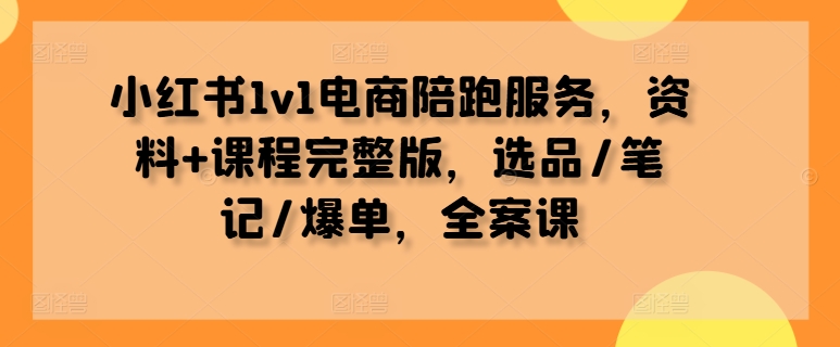 小红书1v1电商陪跑服务，资料+课程完整版，选品/笔记/爆单，全案课-木石资源网