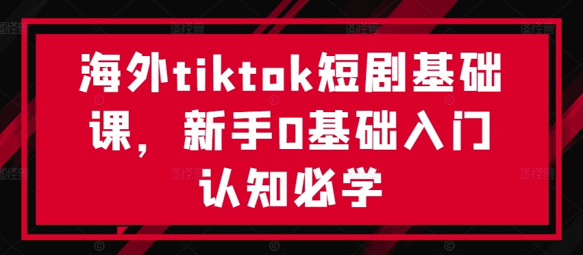 海外tiktok短剧基础课，新手0基础入门认知必学-木石资源网