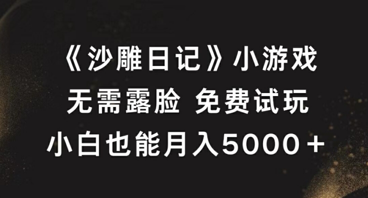 《沙雕日记》小游戏，无需露脸免费试玩，小白也能月入5000+【揭秘】-木石资源网