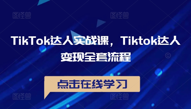 TikTok达人实战课，Tiktok达人变现全套流程-木石资源网