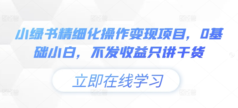 小绿书精细化操作变现项目，0基础小白，不发收益只讲干货-木石资源网